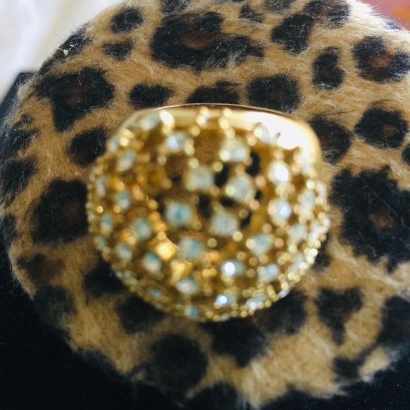 Fashion Ring, multiple stones,  gold tone, size 7 - Picture 2 of 4